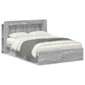 vidaXL Bettgestell mit Stauraum Grau Sonoma 140 x 190 cm Holzwerkstoff