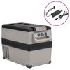 vidaXL K&uuml;hlbox mit Griff und Adapter Schwarz und Grau 35 L PP & PE