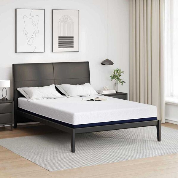vidaXL Matratze Wei&szlig; und Blau 140 x 200 cm Jacquard-Stoff