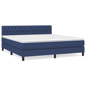 vidaXL Boxspringbett mit Matratze Blau 180x200 cm Stoff
