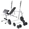 vidaXL Hantelbank mit Ablage, Langhantel und Kurzhantel-Set 90 kg