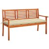 vidaXL 3-Sitzer-Gartenbank mit Auflage 150 cm Massivholz Eukalyptus