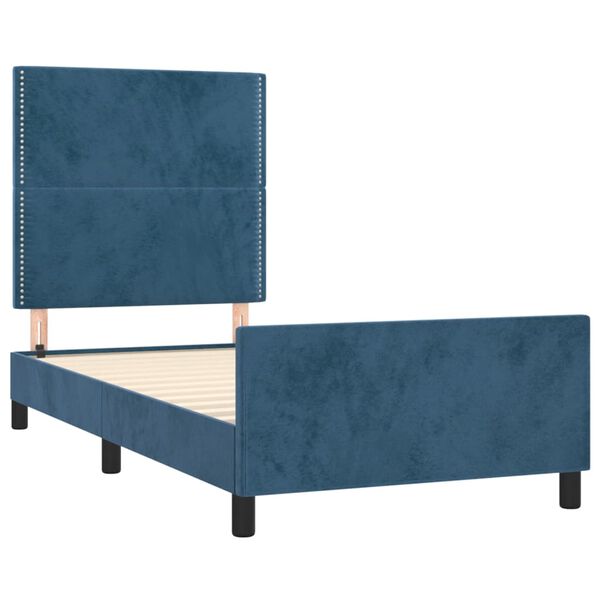 vidaXL Bettgestell ohne Matratze Dunkelblau 90x190 cm Samt