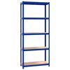 vidaXL Regale mit 5 B&ouml;den 2 Stk. Blau Stahl & Holzwerkstoff