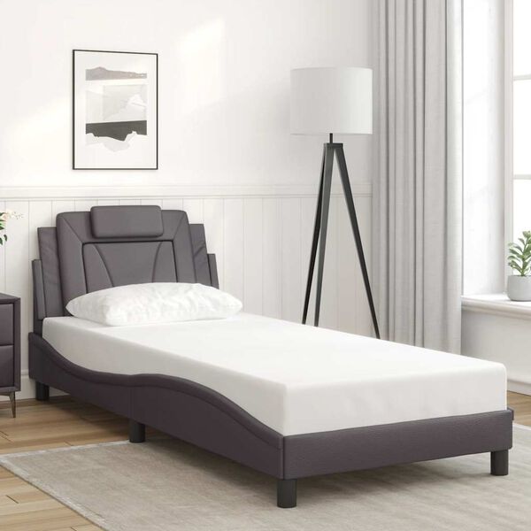 vidaXL Bettgestell "Viana" ohne Matratze Grau 90x200 cm Kunstleder