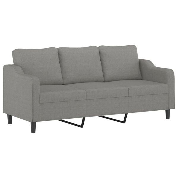 vidaXL 3-Sitzer-Sofa mit Kissen Dunkelgrau 180 cm Stoff