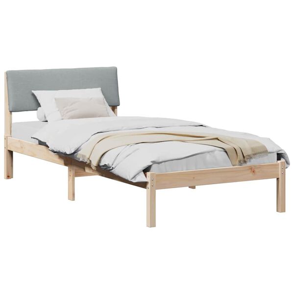 vidaXL Bettgestell Braun und hellgrau 90 x 190 cm Massivholz Kiefer