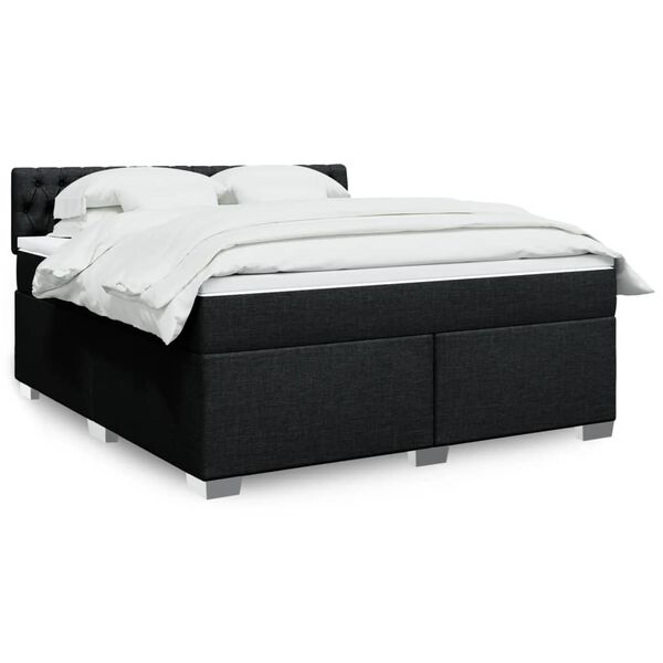 vidaXL Boxspringbett mit Matratze Schwarz 180x200 cm Stoff