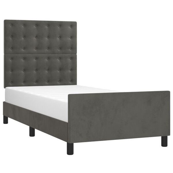 vidaXL Bettgestell ohne Matratze Dunkelgrau 100x200 cm Samt