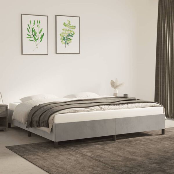 vidaXL Bettgestell ohne Matratze Hellgrau 200x200 cm Samt