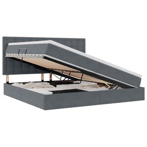 vidaXL LED-Speicherbett mit Matratze Dunkelgrau 200 x 200 cm Samt