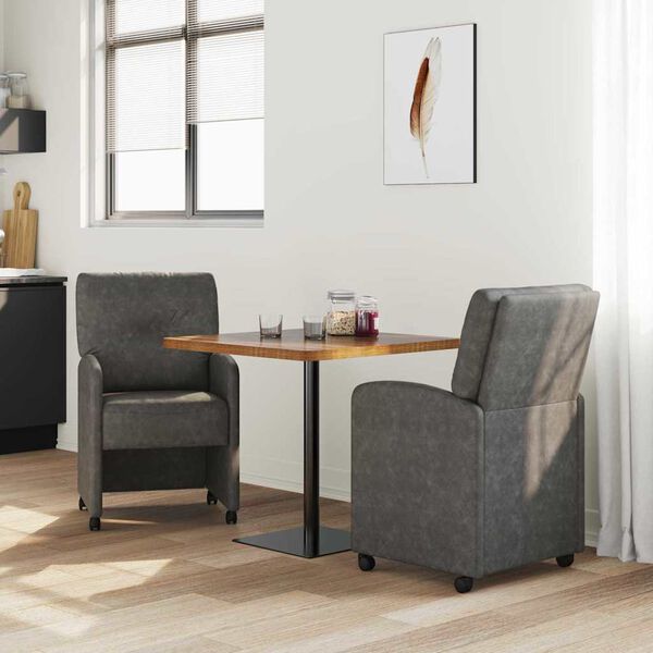 vidaXL Esszimmerst&uuml;hle mit Rollen 2 pcs Schwarz 57 x 67 x 95 cm
