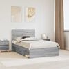 vidaXL Bettrahmen Graues Sonoma 120 x 190 cm Massives Kiefernholz