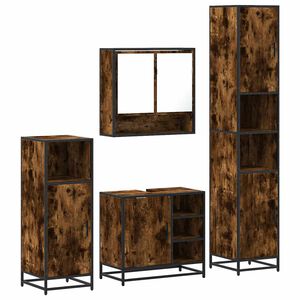 vidaXL 4-tlg. Badm&ouml;bel-Set R&auml;uchereiche Holzwerkstoff