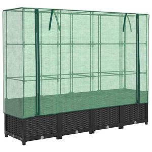 vidaXL Hochbeet mit Gew&auml;chshausabdeckung Rattanoptik 160x40x138 cm