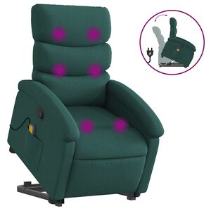 vidaXL Massagesessel mit Aufstehhilfe Dunkelgr&uuml;n Stoff