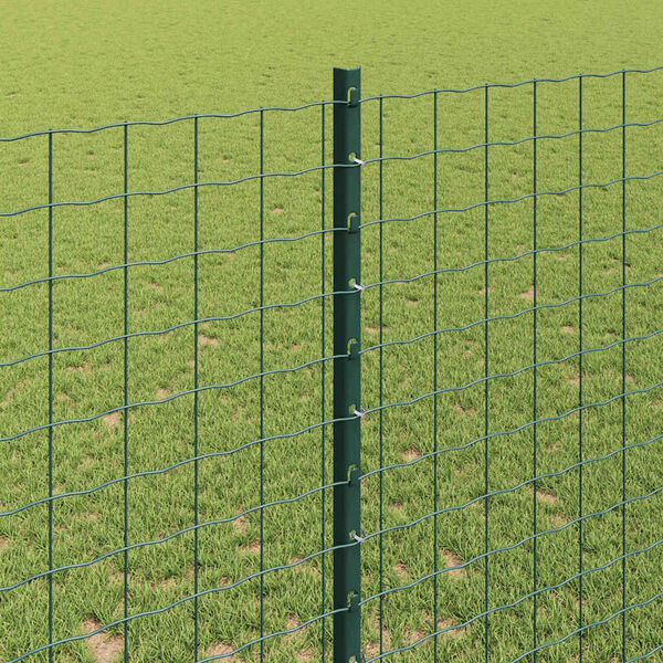 vidaXL Zaun mit Pfosten Gr&uuml;n 1,4 x 10 m Stahl und PVC
