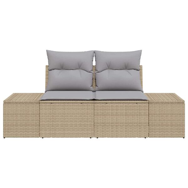 vidaXL Gartensofa mit Kissen Beige 184 x 62 x 69 cm Poly-Rattan