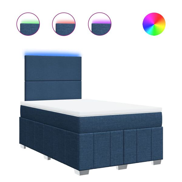 vidaXL Boxspringbett mit Matratze Blau 120x200 cm Stoff