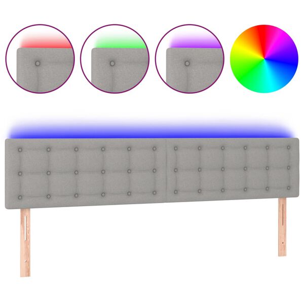 vidaXL LED Kopfteil Hellgrau 200x5x78/88 cm Stoff