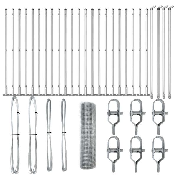 vidaXL Zaun mit Pfosten Silber 0,5 x 50 m Stahl