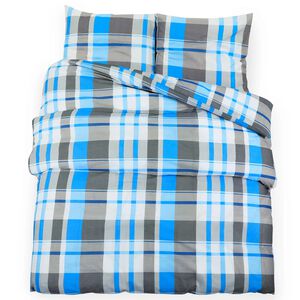 vidaXL Bettw&auml;sche-Set Blau und Grau 240x220 cm Baumwolle