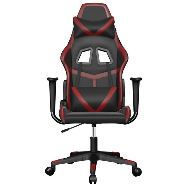 vidaXL Gaming-Stuhl mit Massagefunktion Schwarz und Weinrot Kunstleder