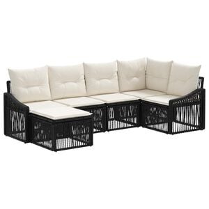 vidaXL Gartensofa-set 6 stk. Schwarz Poly-Rattan