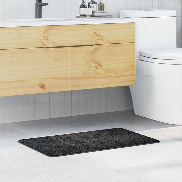vidaXL Rutschfeste Badmatte Dunkelgrau 50 x 80 cm PP