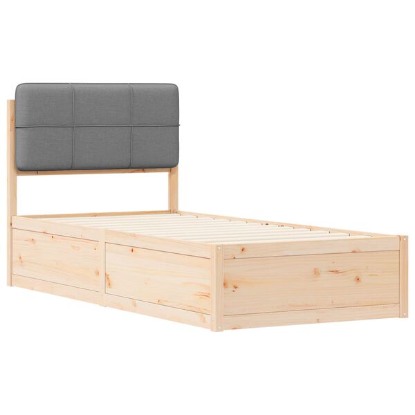 vidaXL Bettgestell mit gepolstertem Kopfteil Hellgrau 90 x 200 cm