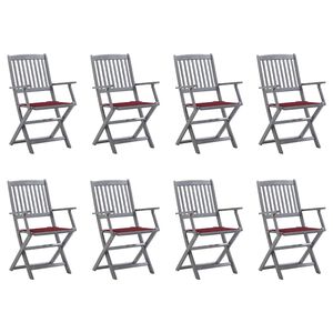 vidaXL Klappbare Gartenst&uuml;hle 8 Stk. mit Kissen Massivholz Akazie
