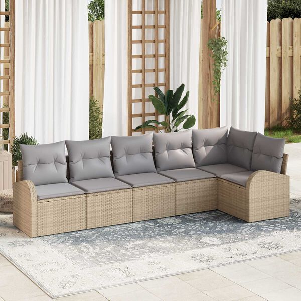 vidaXL Gartensofa-set Beige Poly-Rattan