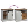 vidaXL Sideboard HALDEN mit Schiebet&uuml;r Wei&szlig; 80x40x80 cm Massivholz