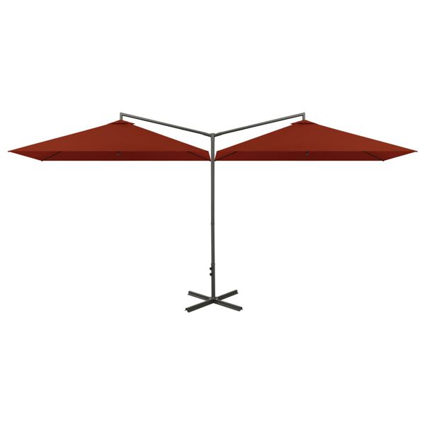 vidaXL Doppel-Sonnenschirm mit Stahl-Mast 600x300 cm Terrakotta
