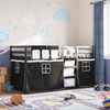 vidaXL Etagenbett mit Vorh&auml;ngen Wei&szlig; & Schwarz 90x190 cm Kiefernholz
