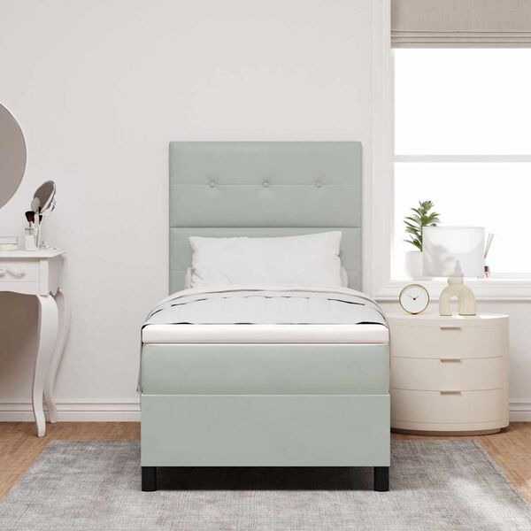vidaXL Boxspringbett mit Matratze Hellgrau 90 x 200 cm Samt