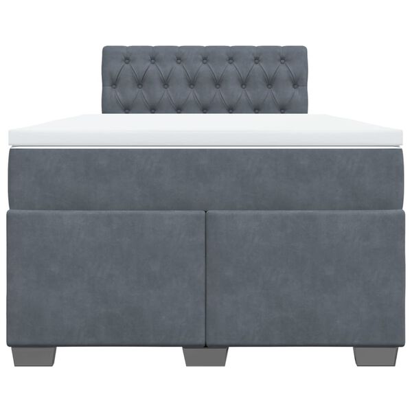 vidaXL Boxspringbett mit Matratze Dunkelgrau 120x200 cm Samt