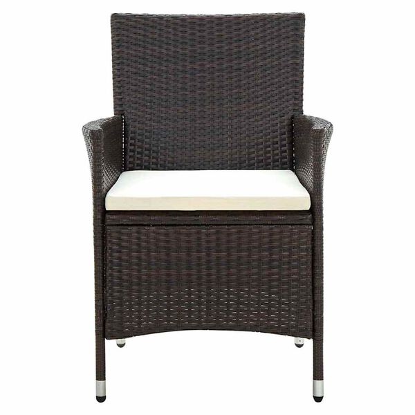 vidaXL 5-tlg. Garten-Essgruppe mit Auflagen Poly Rattan Braun