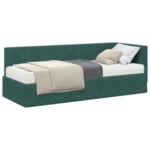 vidaXL Eckbettgestell mit Matratze mit Kopfteil 2 pcs Gr&uuml;n Samt