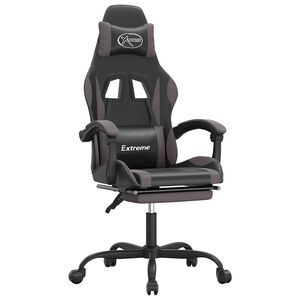 vidaXL Gaming-Stuhl mit Fu&szlig;st&uuml;tze Drehbar Schwarz & Grau Kunstleder