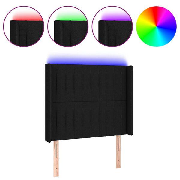 vidaXL LED Kopfteil Schwarz 103x16x118/128 cm Stoff
