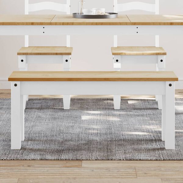 vidaXL Essbank Panama Wei&szlig; 105x30x45 cm Massivholz Kiefer