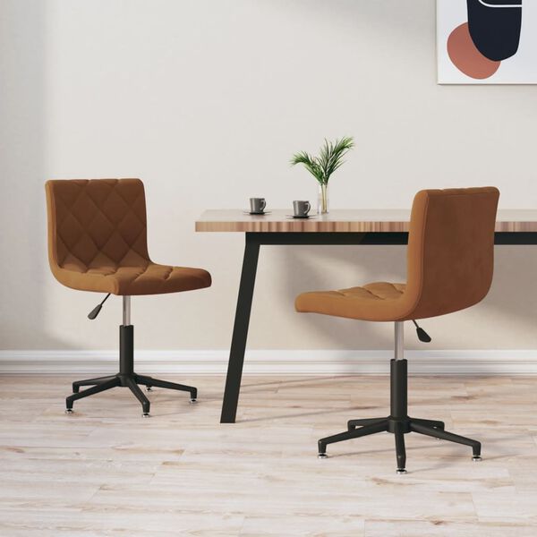 vidaXL Esszimmerst&uuml;hle 2 Stk. Drehbar Braun Samt