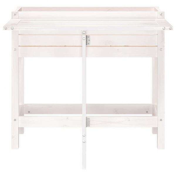 vidaXL Pflanzkasten mit Klappbarer Tischplatte Weiß Massivholz Kiefer