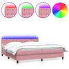 vidaXL Boxspringbett mit Matratze & LED Rosa 180x220 cm Samt