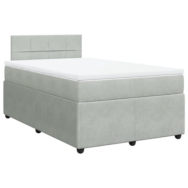 vidaXL Boxspringbett mit Matratze Hellgrau 120x190 cm Samt