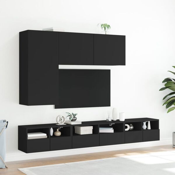 vidaXL TV-Wandschrank Schwarz 60x30x30 cm Holzwerkstoff