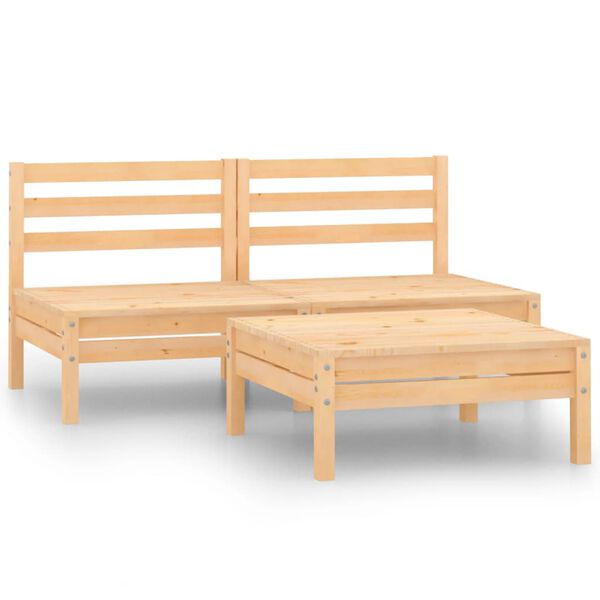vidaXL 3-tlg. Garten-Lounge-Set Massivholz Kiefer