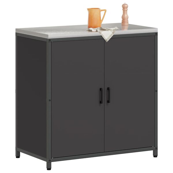 vidaXL K&uuml;chenaufbewahrung mit Regal Schwarz 60 x 50 x 92 cm Stahl