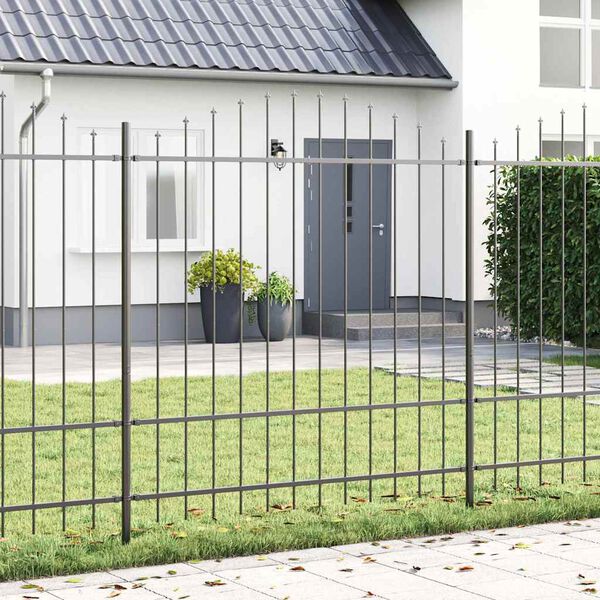 vidaXL Gartenzaun 4 pcs Grau 170 x 215 cm Pulverbeschichteter Stahl